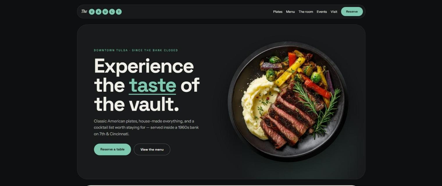 The Vault homepage